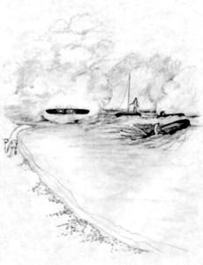 6, Dillion Lk, kids and craft out over lake